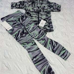 lululemon athletica Black and Green Marble Leggings